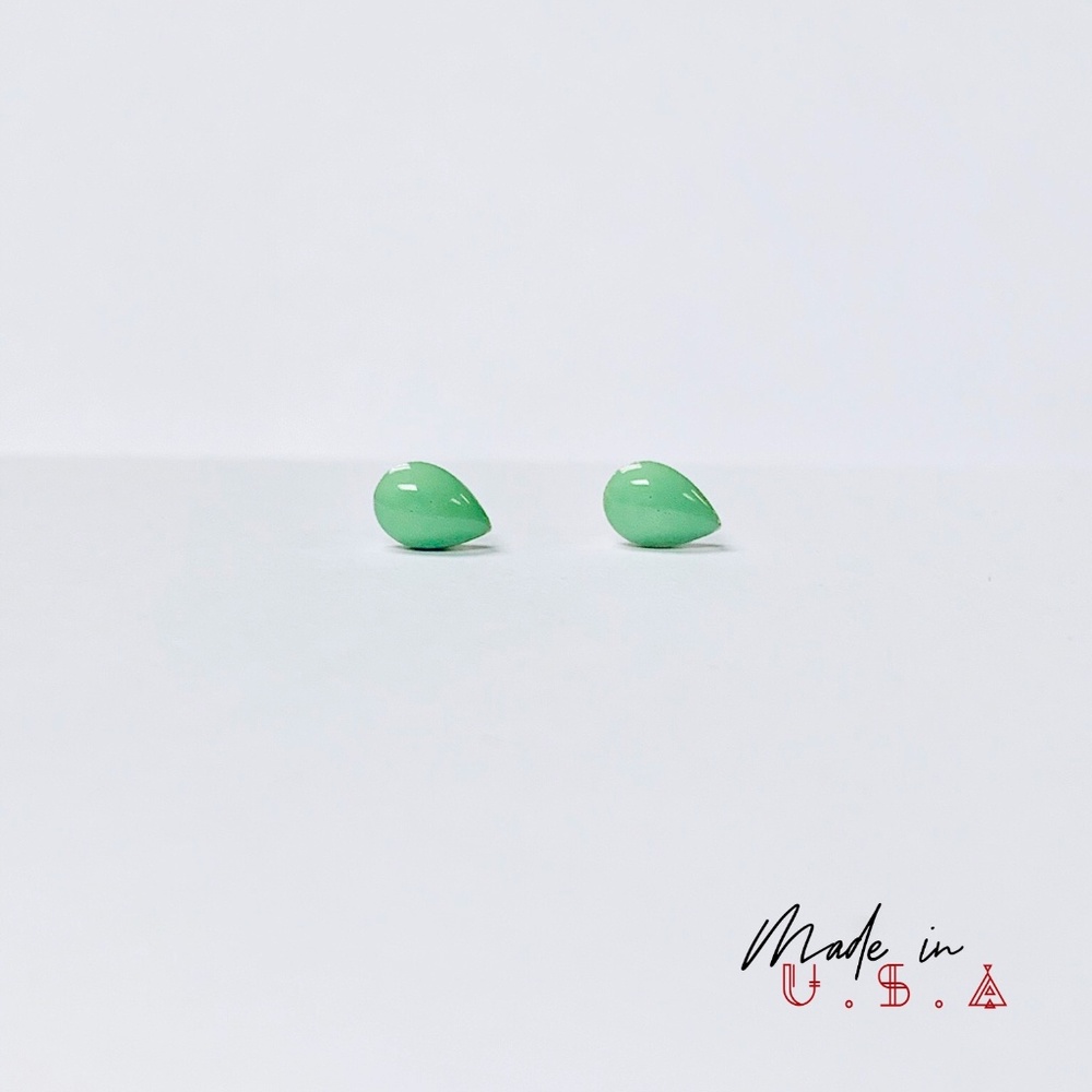 Petite Petal Shaped Earrings - Mint Green
